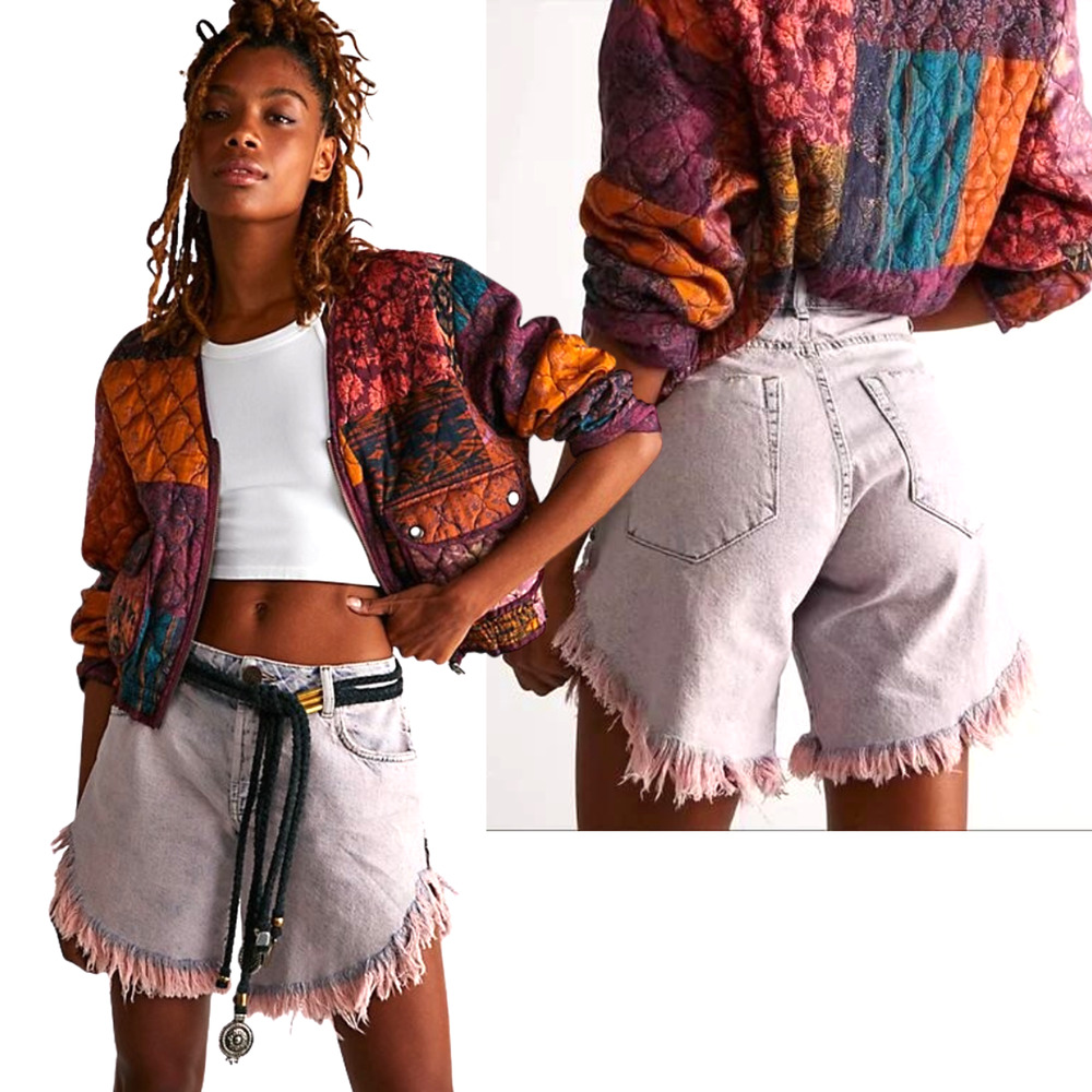 NEW Free people One Teaspoon Frankies Fringe Raw Hem Pink Haze Denim Shorts 26